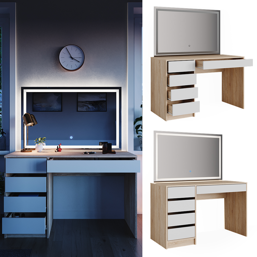 Schminktisch Vicco Sherry 120 cm mit LED-Spiegel - Bild 29 von 89