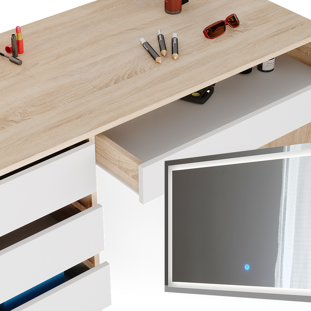 Schminktisch Vicco Sherry 120 cm mit LED-Spiegel - Bild 33 von 89