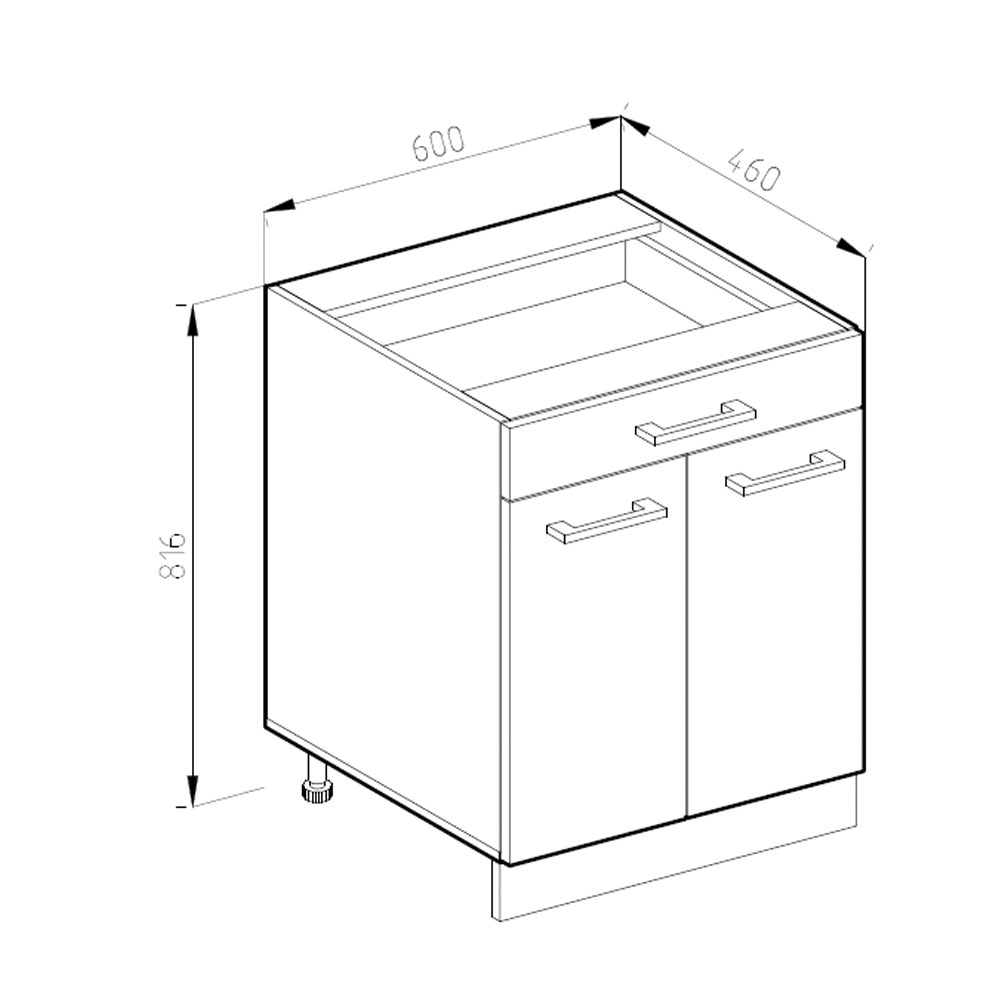 Küchenunterschrank Vicco R-Line 60 cm mit Schublade, ohne Arbeitsplatte - Bild 30 von 68