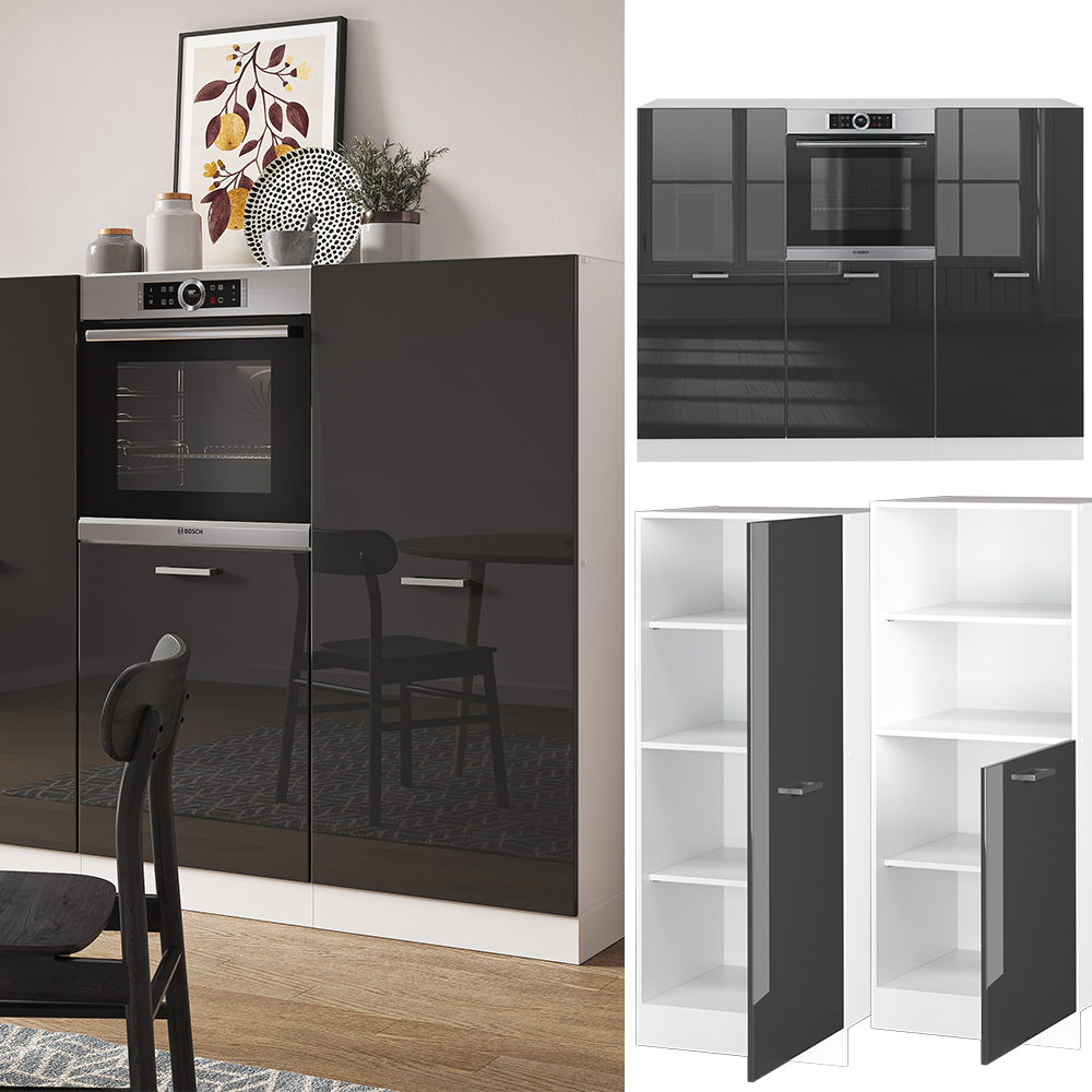 Vicco Cucine Componibili Piccole R-Line, Antracite Lucido/Bianco, 180 Cm Senza Piano Di Lavoro