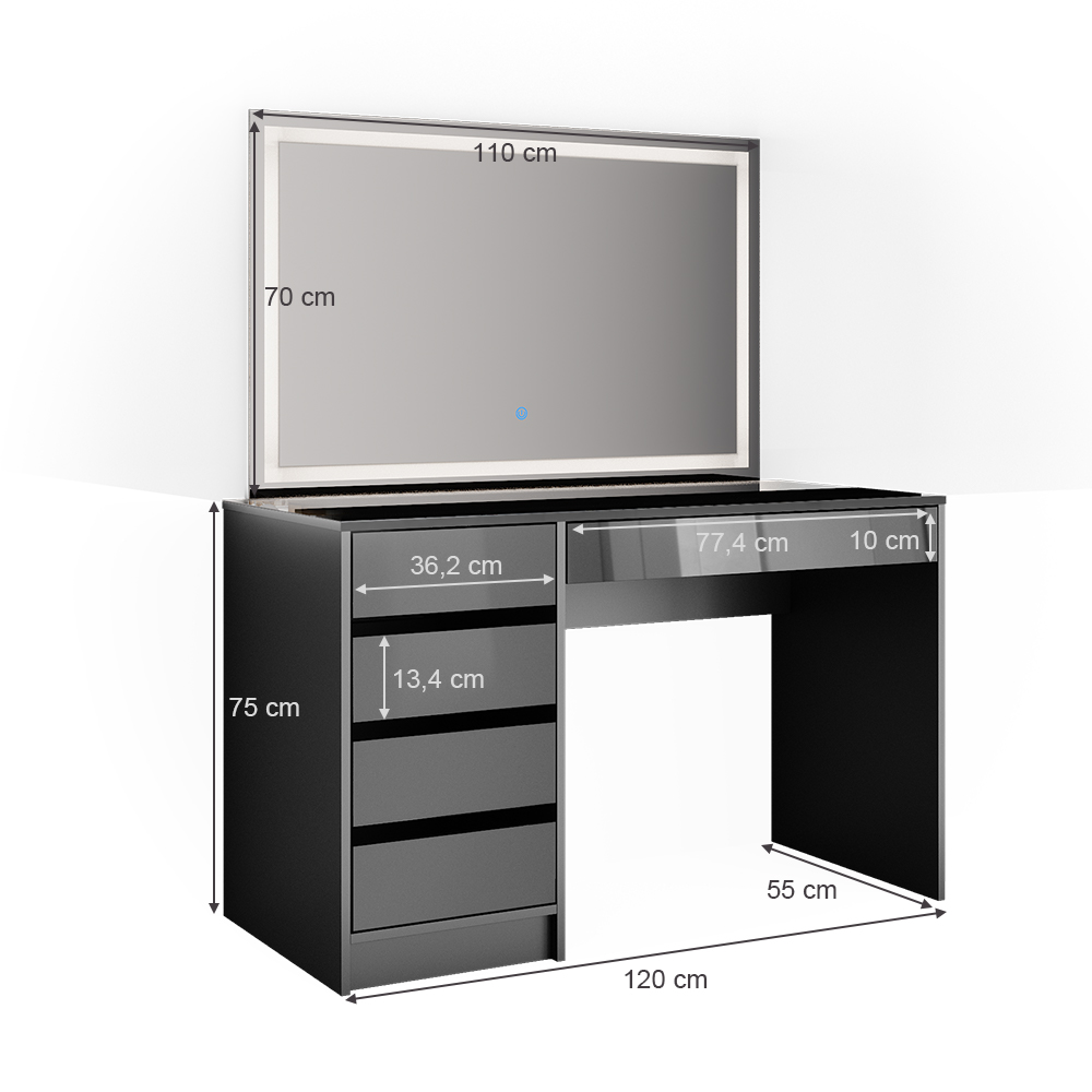 Schminktisch Vicco Sherry 120 cm mit LED-Spiegel - Bild 21 von 89