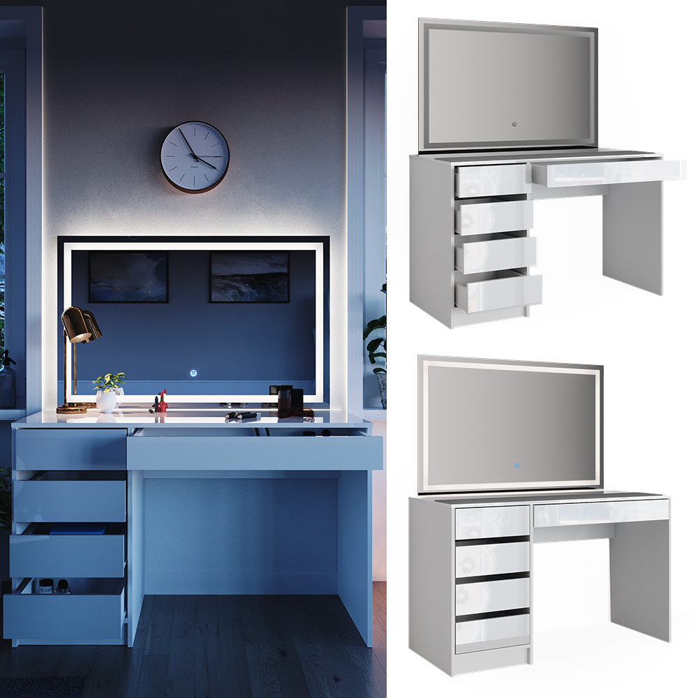 Schminktisch Vicco Sherry 120 cm mit LED-Spiegel - Bild 11 von 89