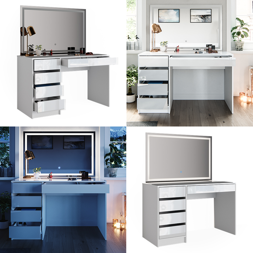 Schminktisch Vicco Sherry 120 cm mit LED-Spiegel - Bild 17 von 89
