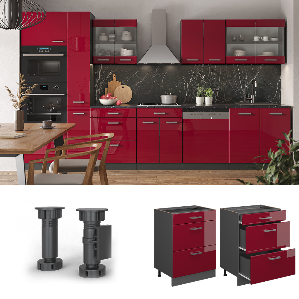 Küchenunterschrank Vicco R-Line 60 cm mit Schubladen, ohne Arbeitsplatte - Bild 14 von 68