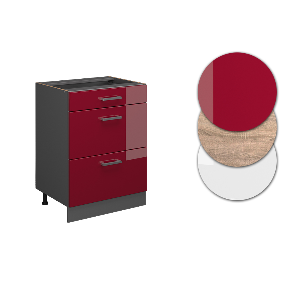 Küchenunterschrank Vicco R-Line 60 cm mit Schubladen, ohne Arbeitsplatte - Bild 17 von 68