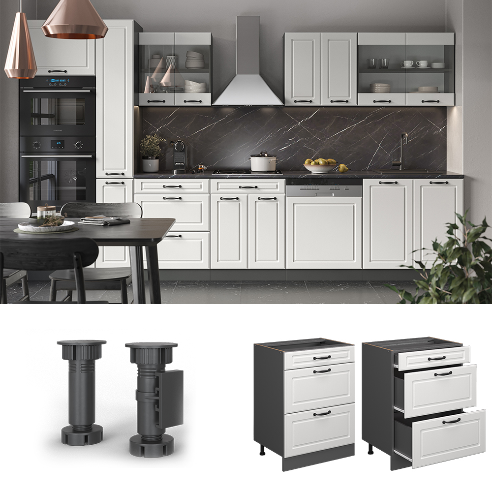 Küchenunterschrank Vicco R-Line 60 cm mit Schubladen, ohne Arbeitsplatte - Bild 24 von 68