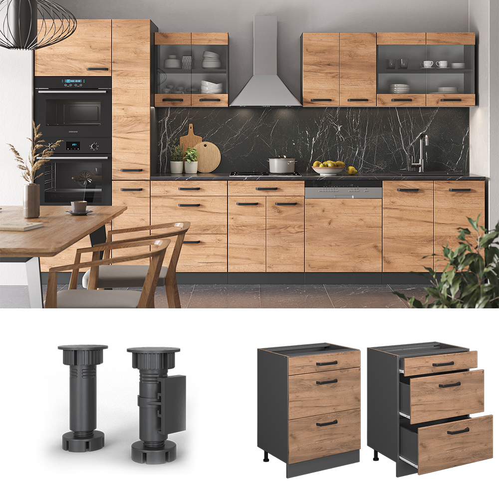 Küchenunterschrank Vicco R-Line 60 cm mit Schubladen, ohne Arbeitsplatte - Bild 19 von 68
