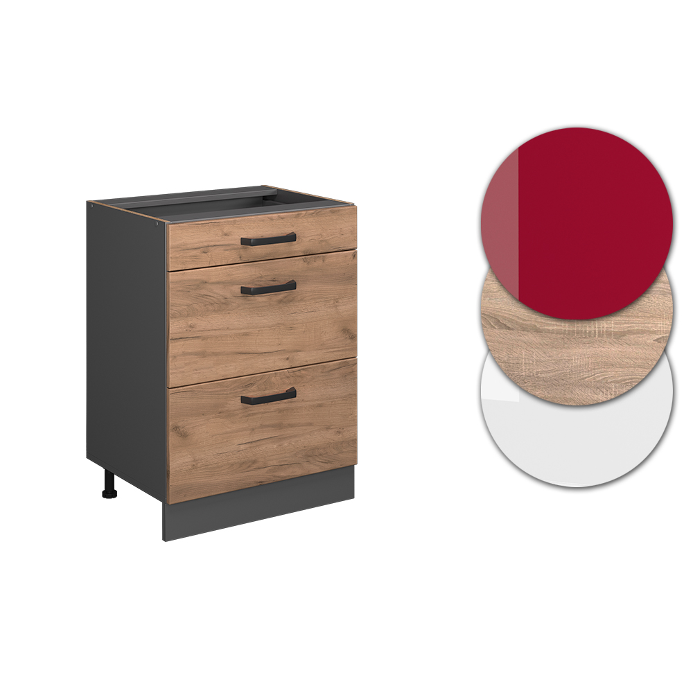 Küchenunterschrank Vicco R-Line 60 cm mit Schubladen, ohne Arbeitsplatte - Bild 22 von 68