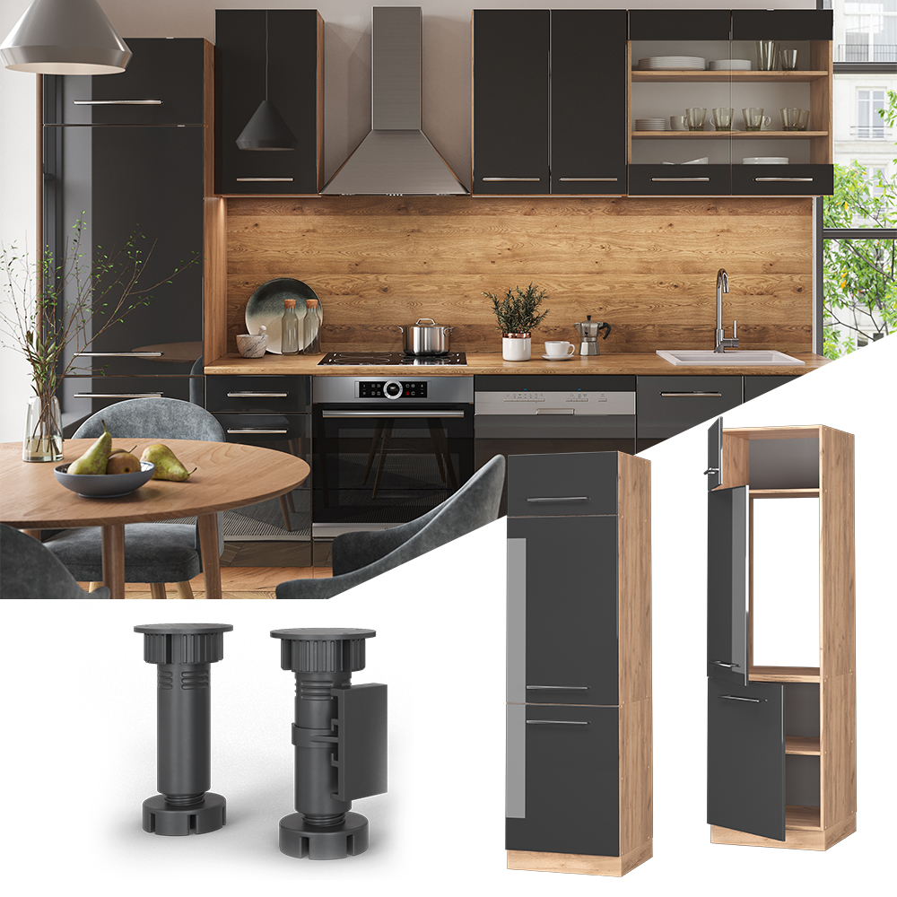 Vicco Armadio Frigorifero Antracite Lucido 60 Cm