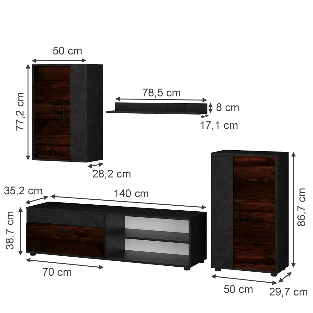 Wohnwand Vicco Berno 4-teiliges Set - Bild 10 von 63