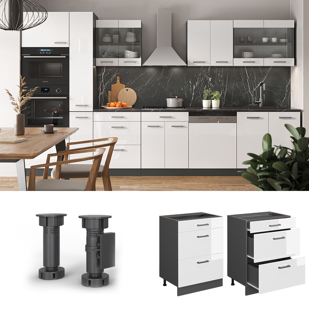 Küchenunterschrank Vicco R-Line 60 cm mit Schubladen, ohne Arbeitsplatte - Bild 29 von 68