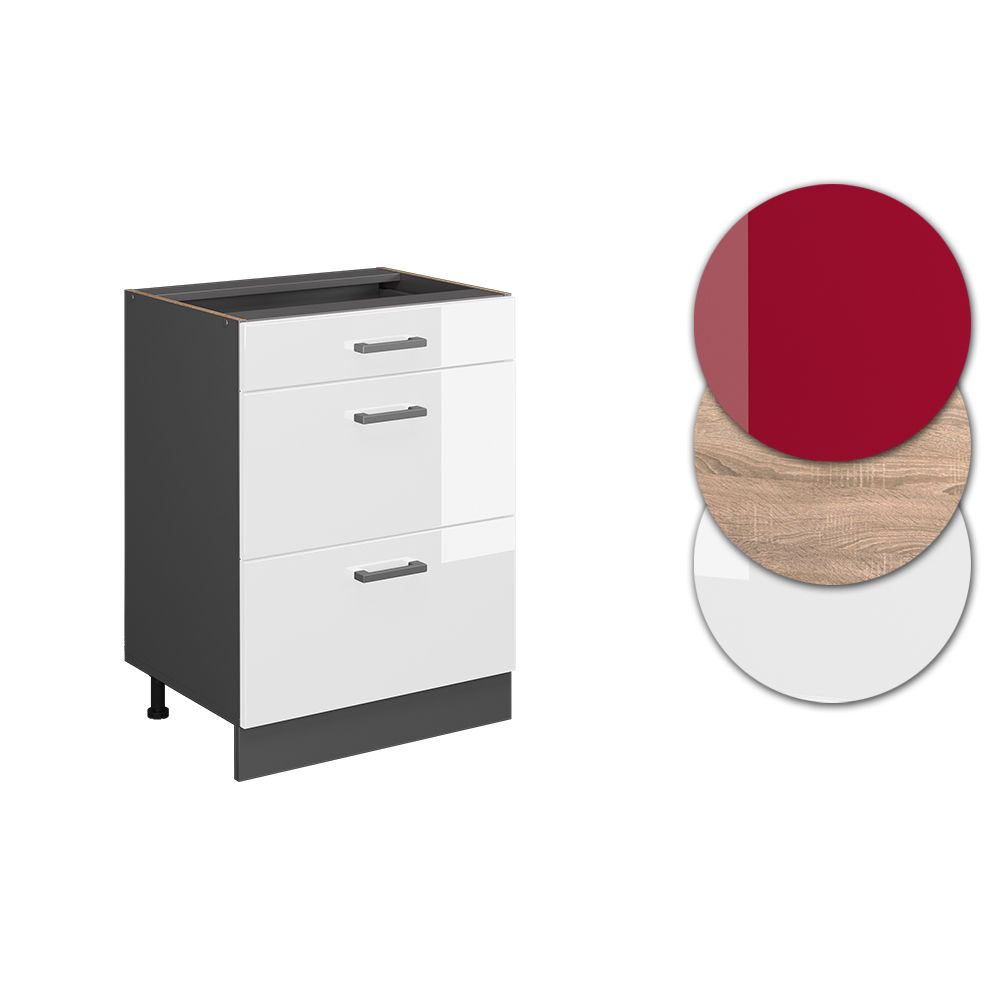 Küchenunterschrank Vicco R-Line 60 cm mit Schubladen, ohne Arbeitsplatte - Bild 32 von 68