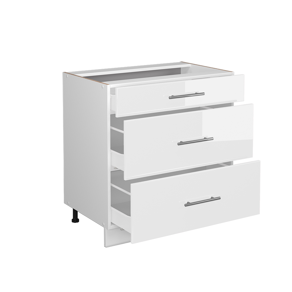 Küchenunterschrank Vicco Fame-Line 80 cm mit 3 Schubladen, ohne Arbeitsplatte - Bild 36 von 91