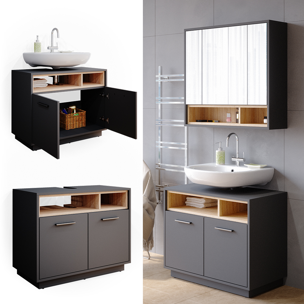 Vicco Mobile Sottolavabo Per Bagno Antracite 80 X 64 Cm-image