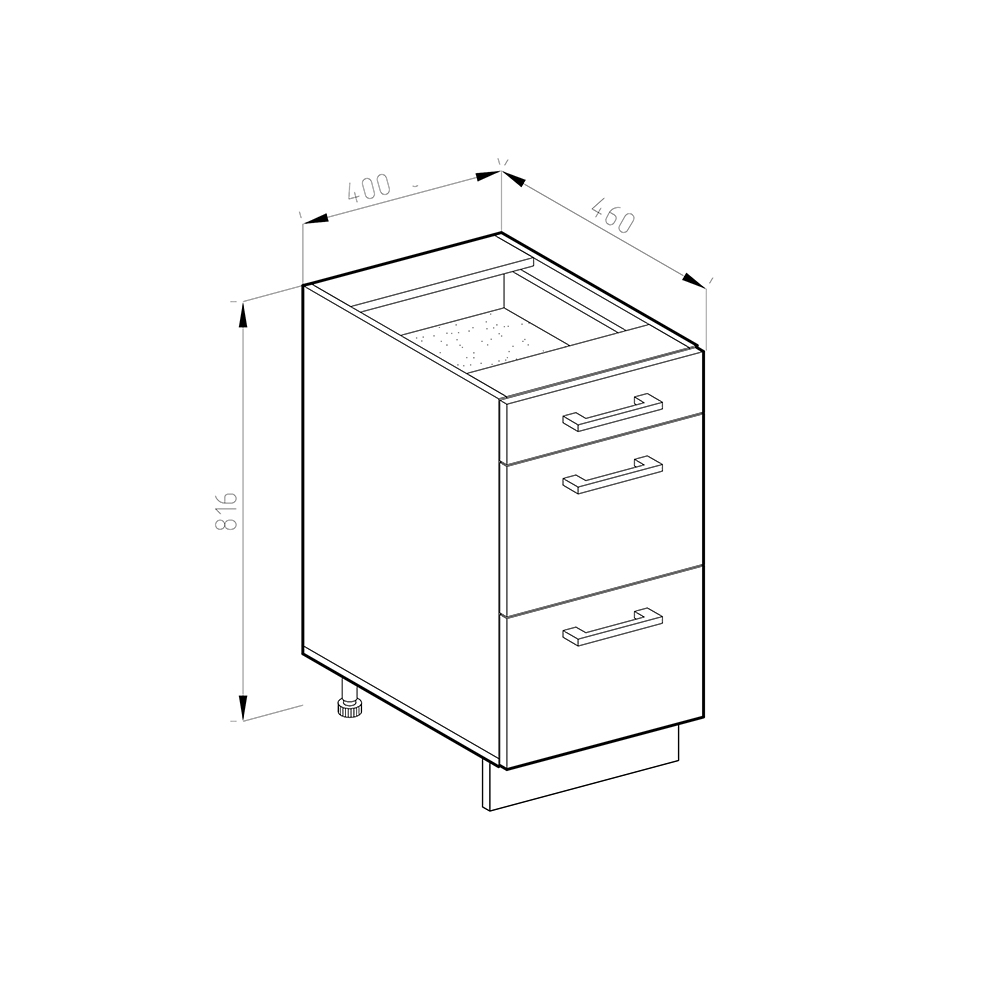 Küchenunterschrank Vicco R-Line 40 cm J-Shape, Schubladen, ohne Arbeitsplatte - Bild 6 von 18