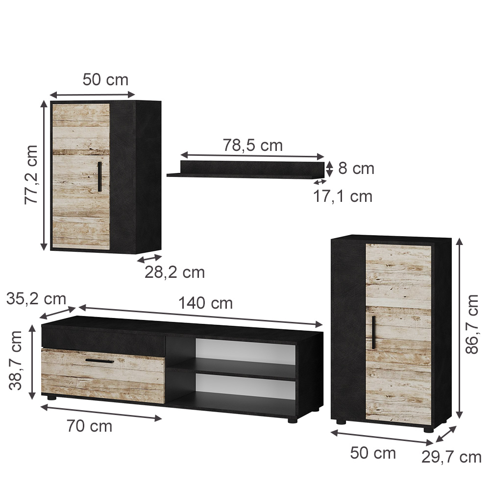 Wohnwand Vicco Berno 4-teiliges Set - Bild 18 von 63