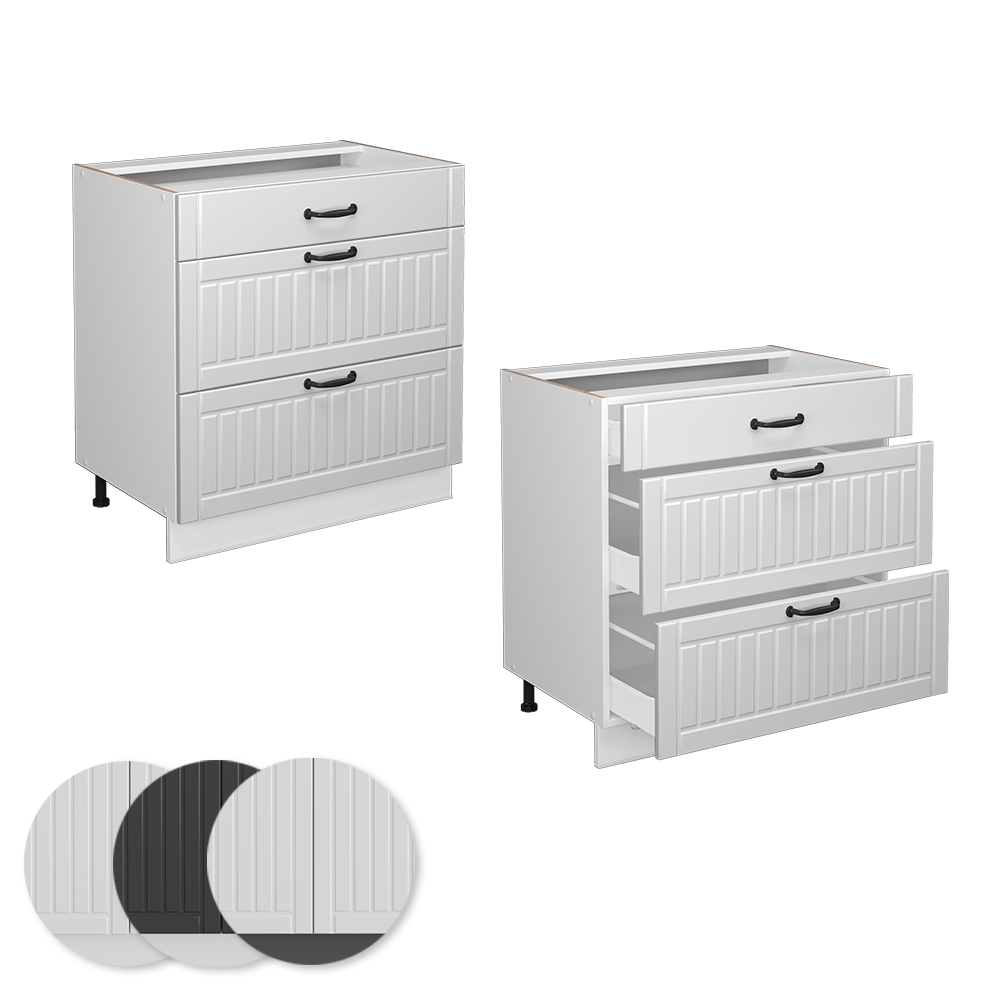 Küchenunterschrank Vicco Fame-Line 80 cm mit 3 Schubladen, ohne Arbeitsplatte - Bild 25 von 91
