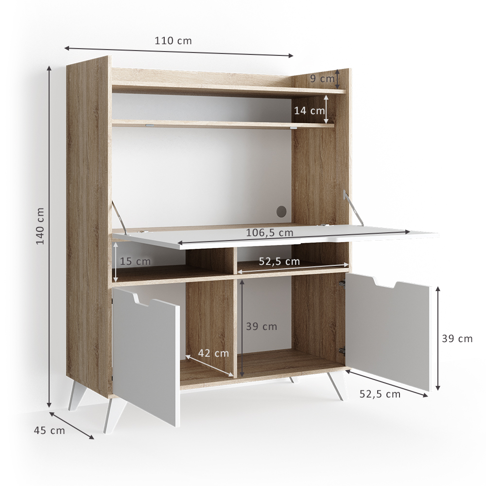 Sekretär Schreibtisch Vicco Berdi 110 x 45 cm