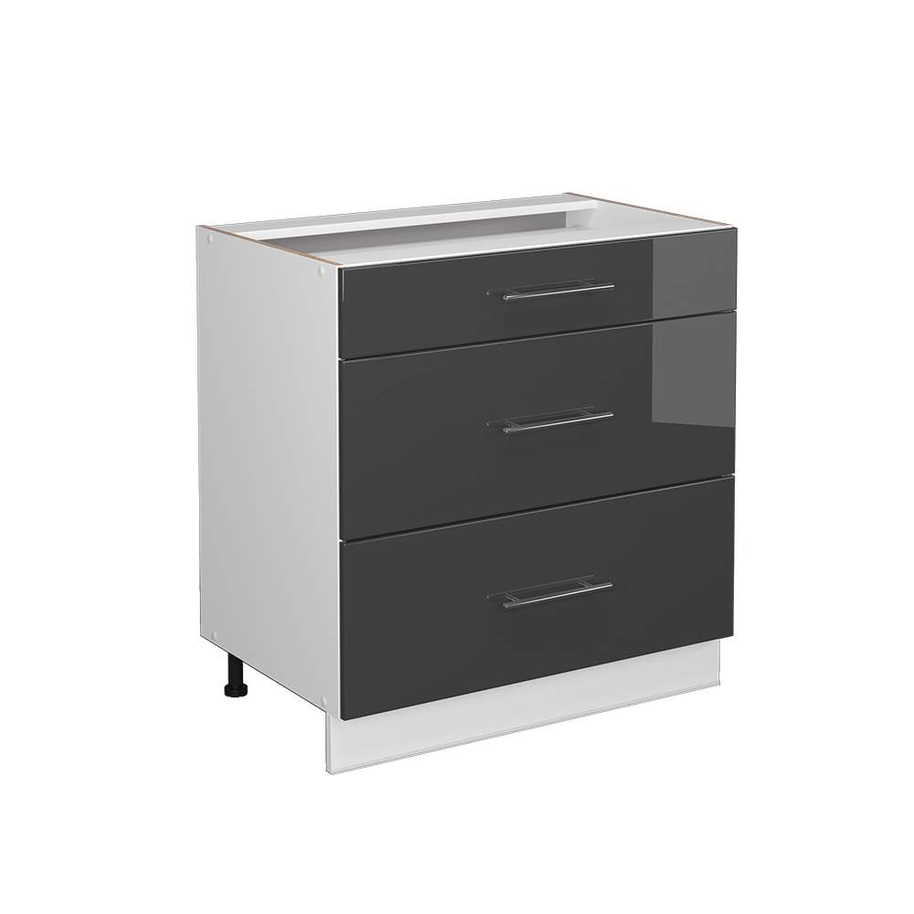 Küchenunterschrank Vicco Fame-Line 80 cm mit 3 Schubladen, ohne Arbeitsplatte - Bild 57 von 91