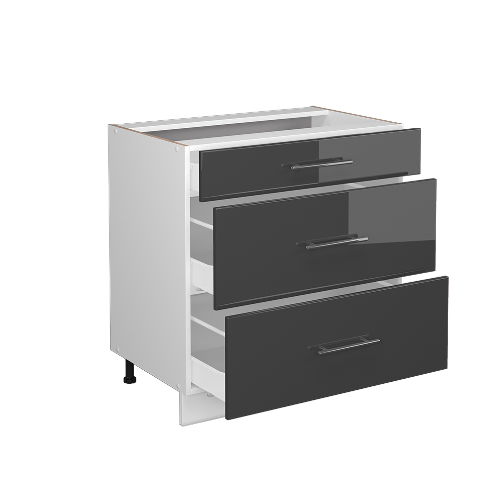 Küchenunterschrank Vicco Fame-Line 80 cm mit 3 Schubladen, ohne Arbeitsplatte - Bild 60 von 91