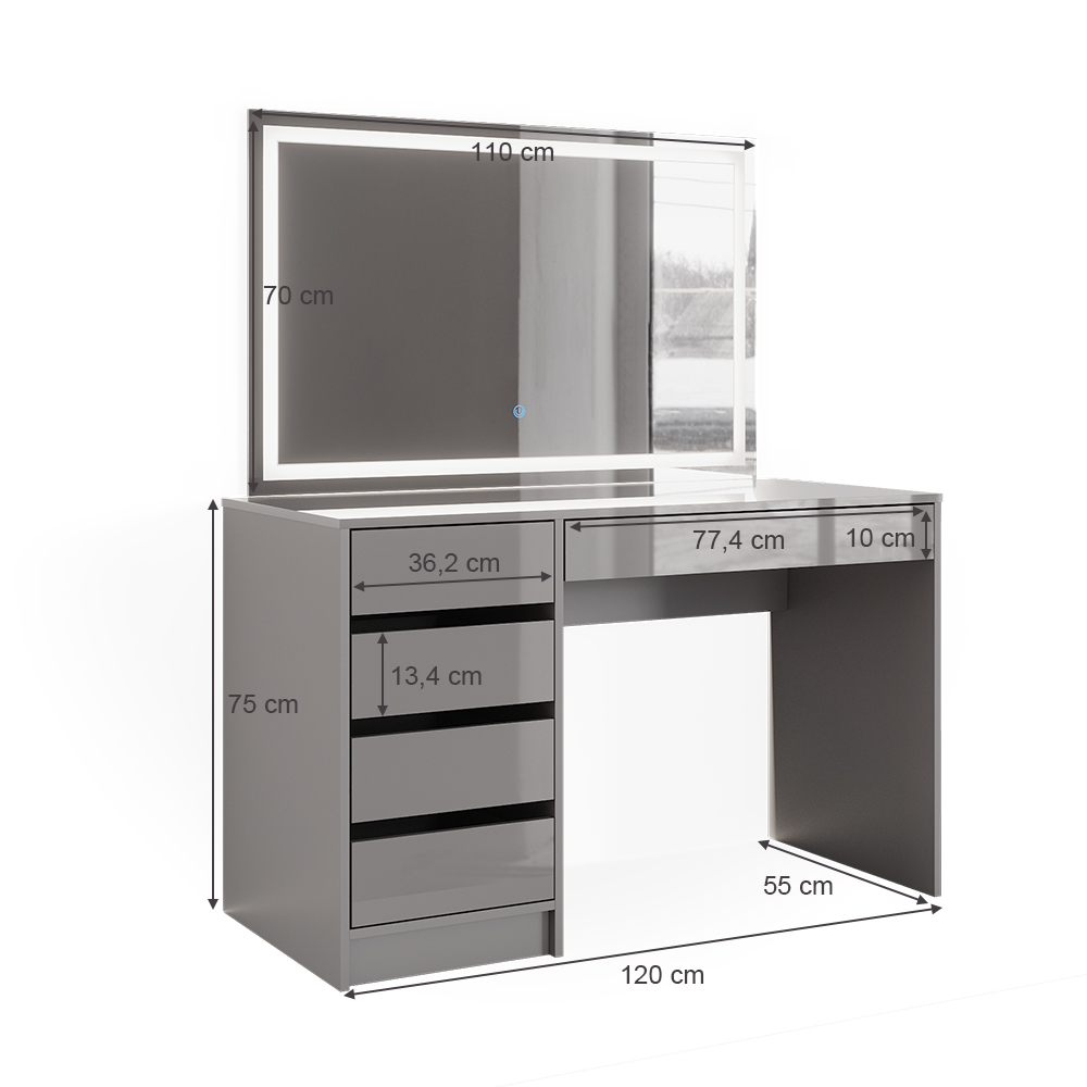Schminktisch Vicco Sherry 120 cm mit LED-Spiegel - Bild 39 von 89