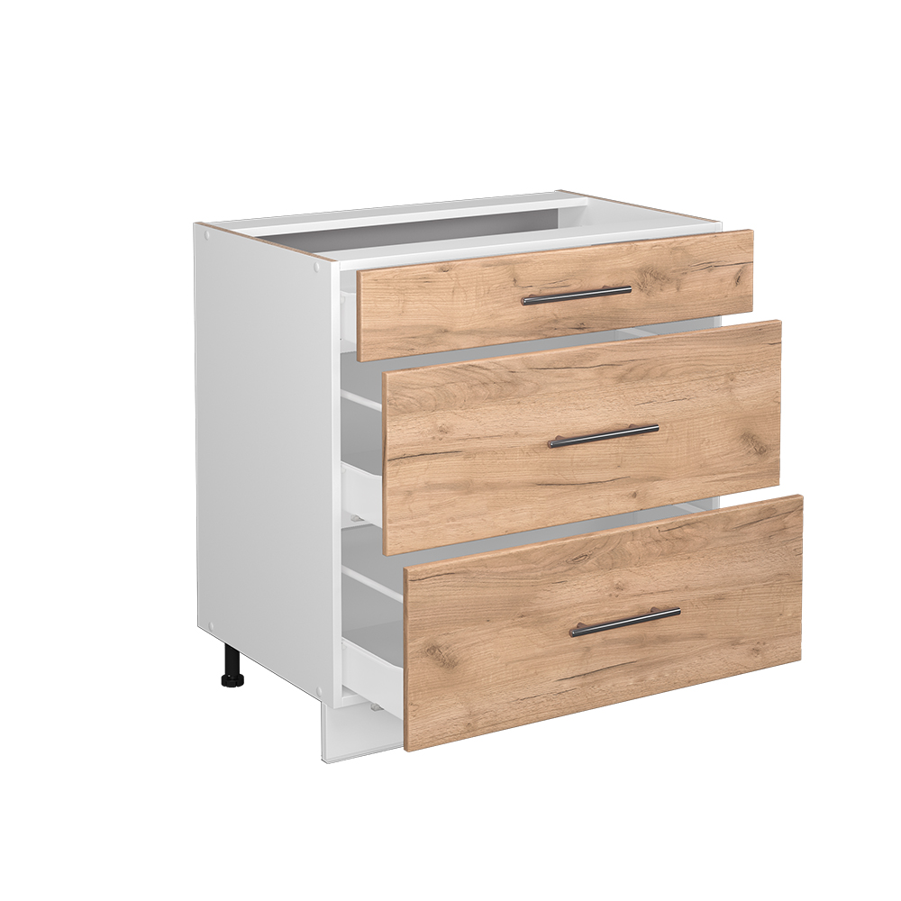 Küchenunterschrank Vicco Fame-Line 80 cm mit 3 Schubladen, ohne Arbeitsplatte - Bild 48 von 91