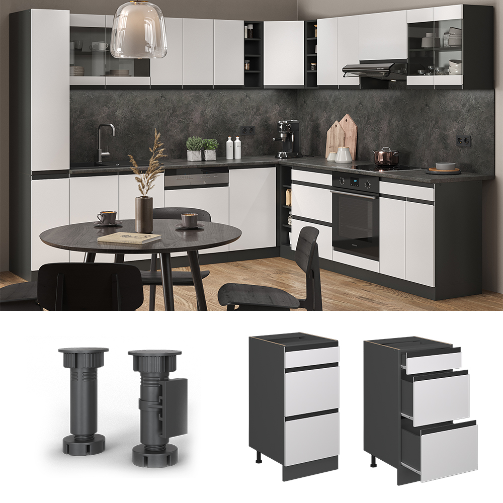 Küchenunterschrank Vicco R-Line 40 cm J-Shape, Schubladen, ohne Arbeitsplatte - Bild 15 von 18