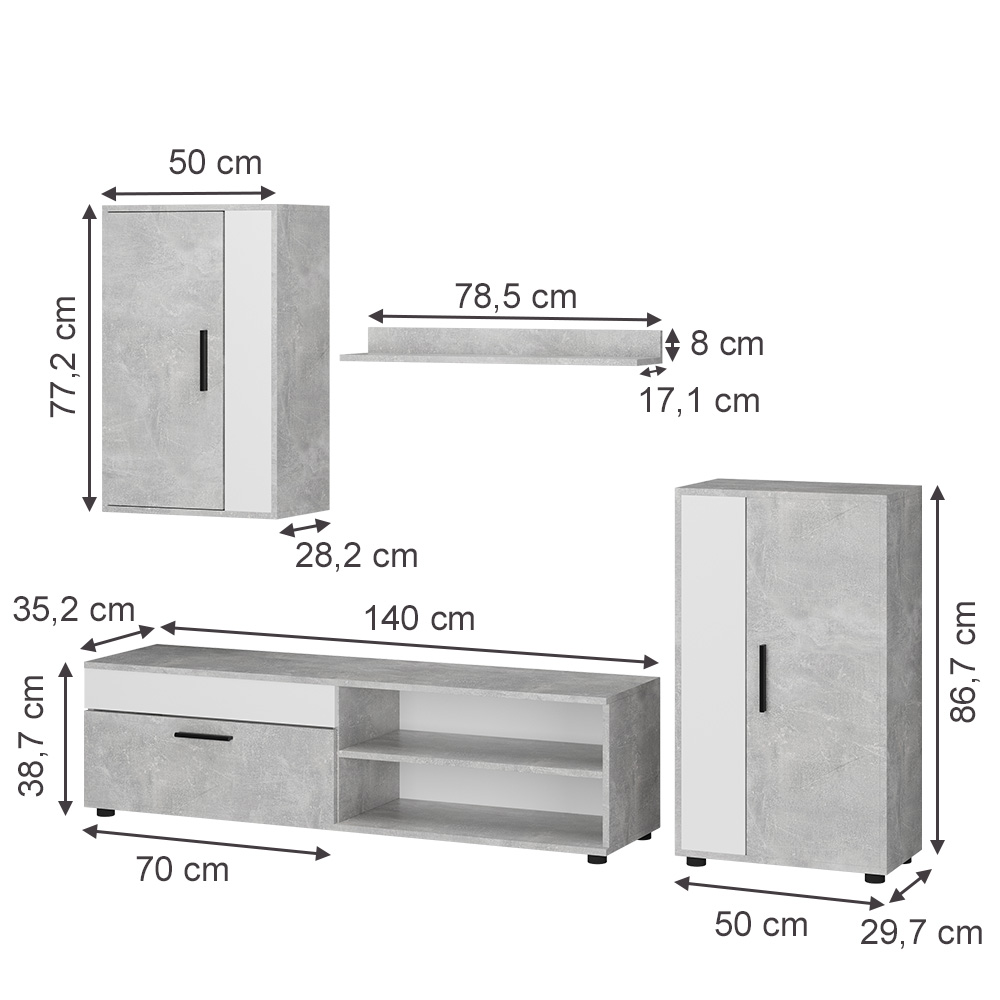 Wohnwand Vicco Berno 4-teiliges Set - Bild 34 von 63