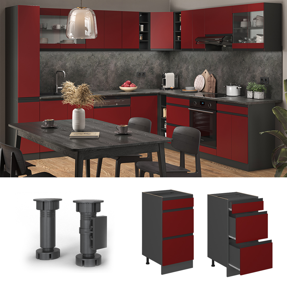 Küchenunterschrank Vicco R-Line 40 cm J-Shape, Schubladen, ohne Arbeitsplatte - Bild 10 von 18