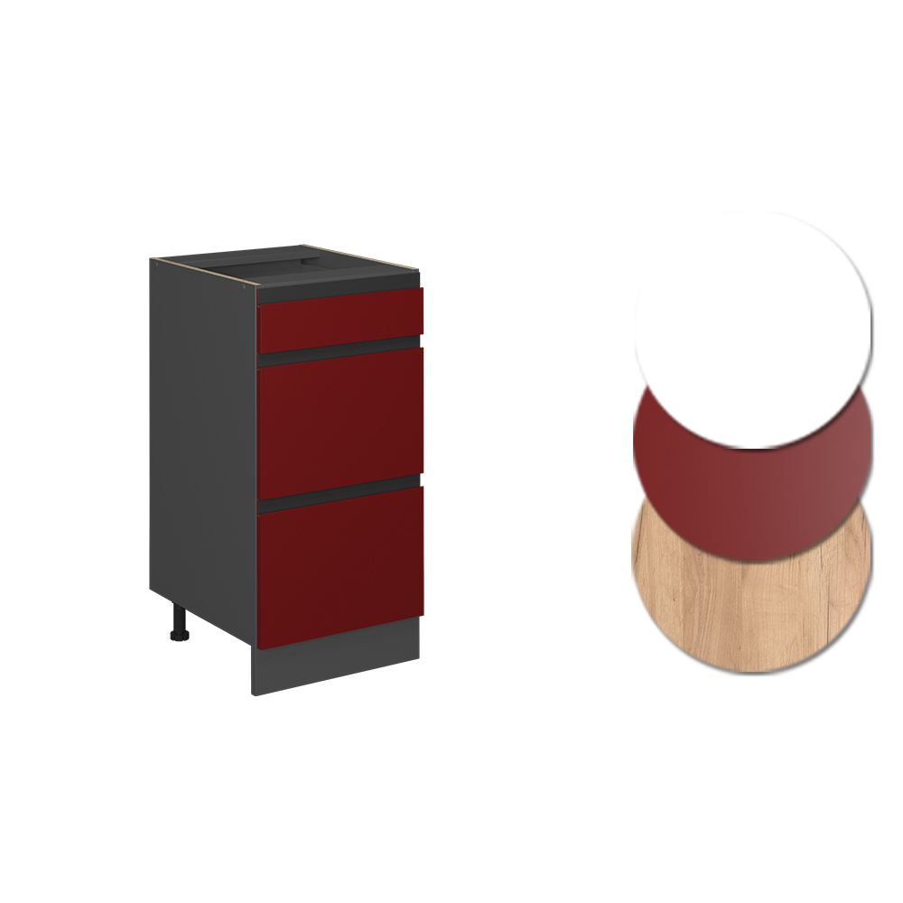 Küchenunterschrank Vicco R-Line 40 cm J-Shape, Schubladen, ohne Arbeitsplatte - Bild 13 von 18