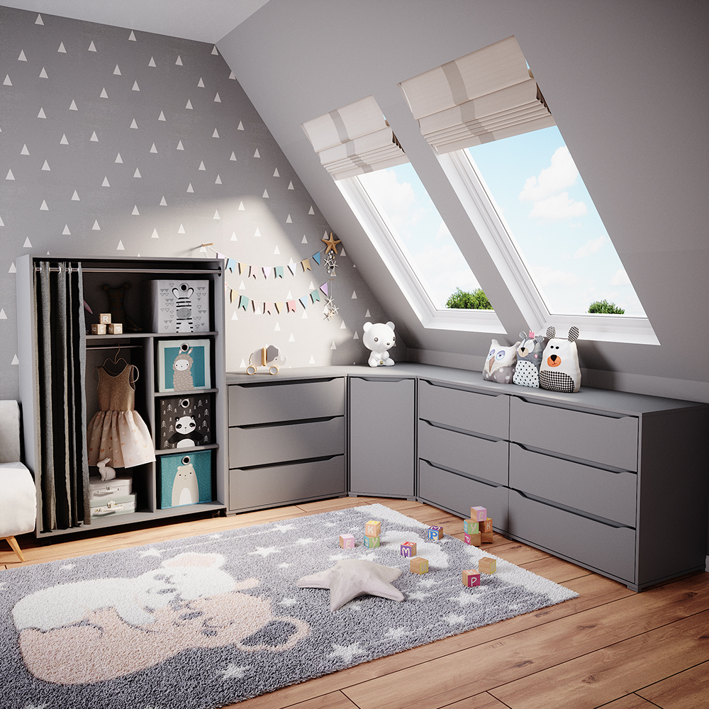 Kleiderschrank Vicco Doros 100 x 146.6 cm mit Faltboxen