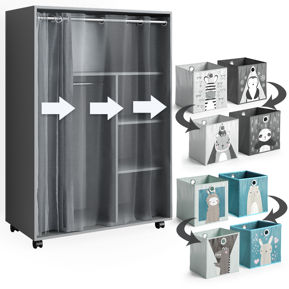 Kleiderschrank Vicco Doros 100 x 146.6 cm mit Faltboxen