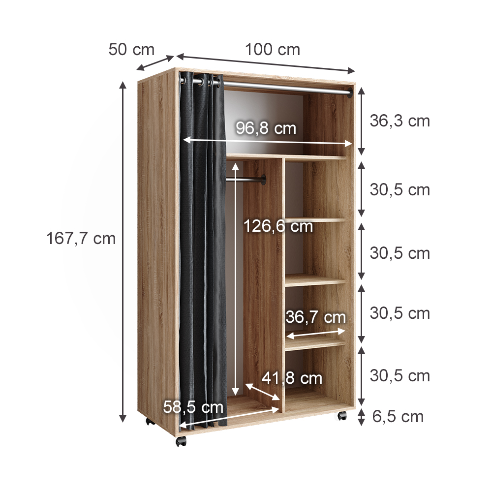 Kleiderschrank Vicco Doros 100 x 168 cm