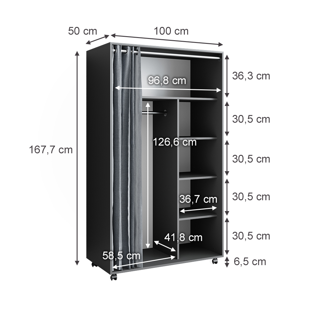 Kleiderschrank Vicco Doros 100 x 168 cm