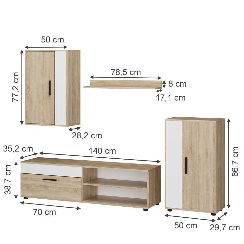 Wohnwand Vicco Berno 4-teiliges Set - Bild 26 von 63