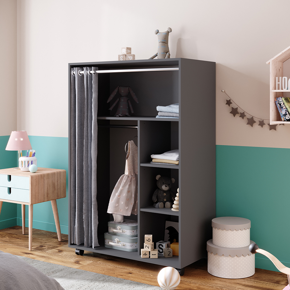 Kleiderschrank Vicco Doros 100 x 146.6 cm offen, mit Rollen