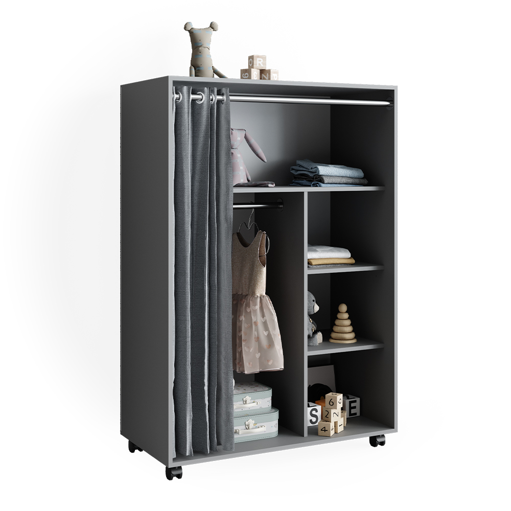 Kleiderschrank Vicco Doros 100 x 146.6 cm offen, mit Rollen