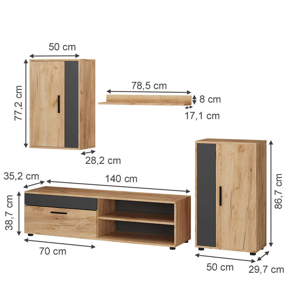 Wohnwand Vicco Berno 4-teiliges Set - Bild 42 von 63