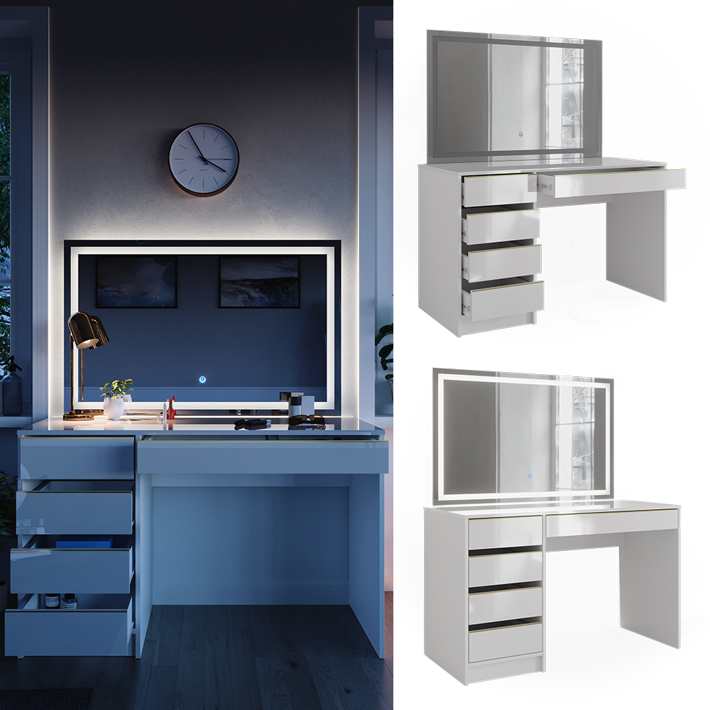 Schminktisch Vicco Sherry 120 cm mit LED-Spiegel - Bild 56 von 89