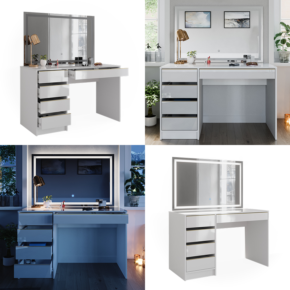 Schminktisch Vicco Sherry 120 cm mit LED-Spiegel - Bild 62 von 89