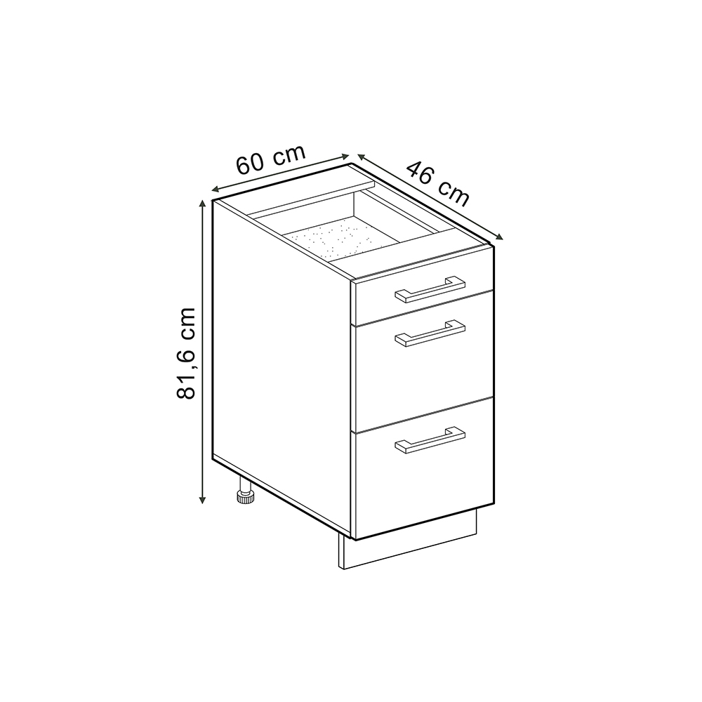 Küchenunterschrank Vicco R-Line 60 cm mit Schubladen, ohne Arbeitsplatte - Bild 50 von 68