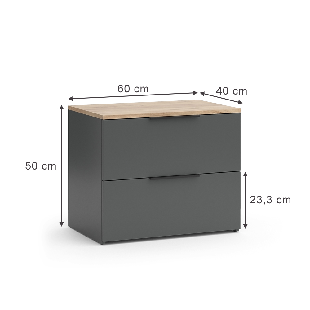 Kommode Vicco Wido 60 x 50 cm mit 2 Schubladen