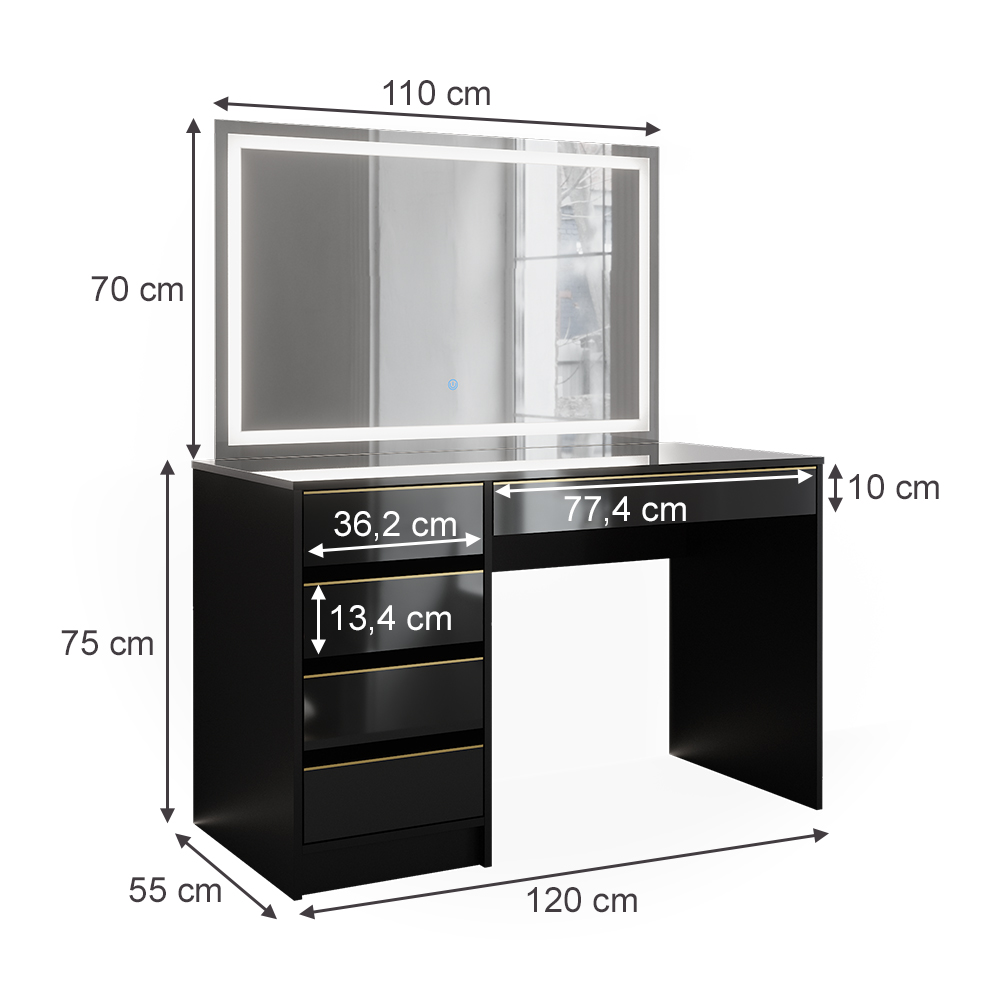 Schminktisch Vicco Sherry 120 cm mit LED-Spiegel - Bild 66 von 89
