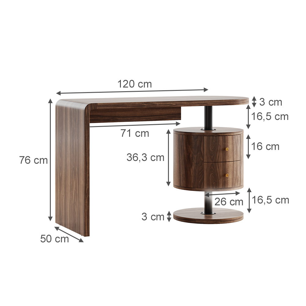 Schminktisch Vicco Lara 120 cm mit 2 Schubladen