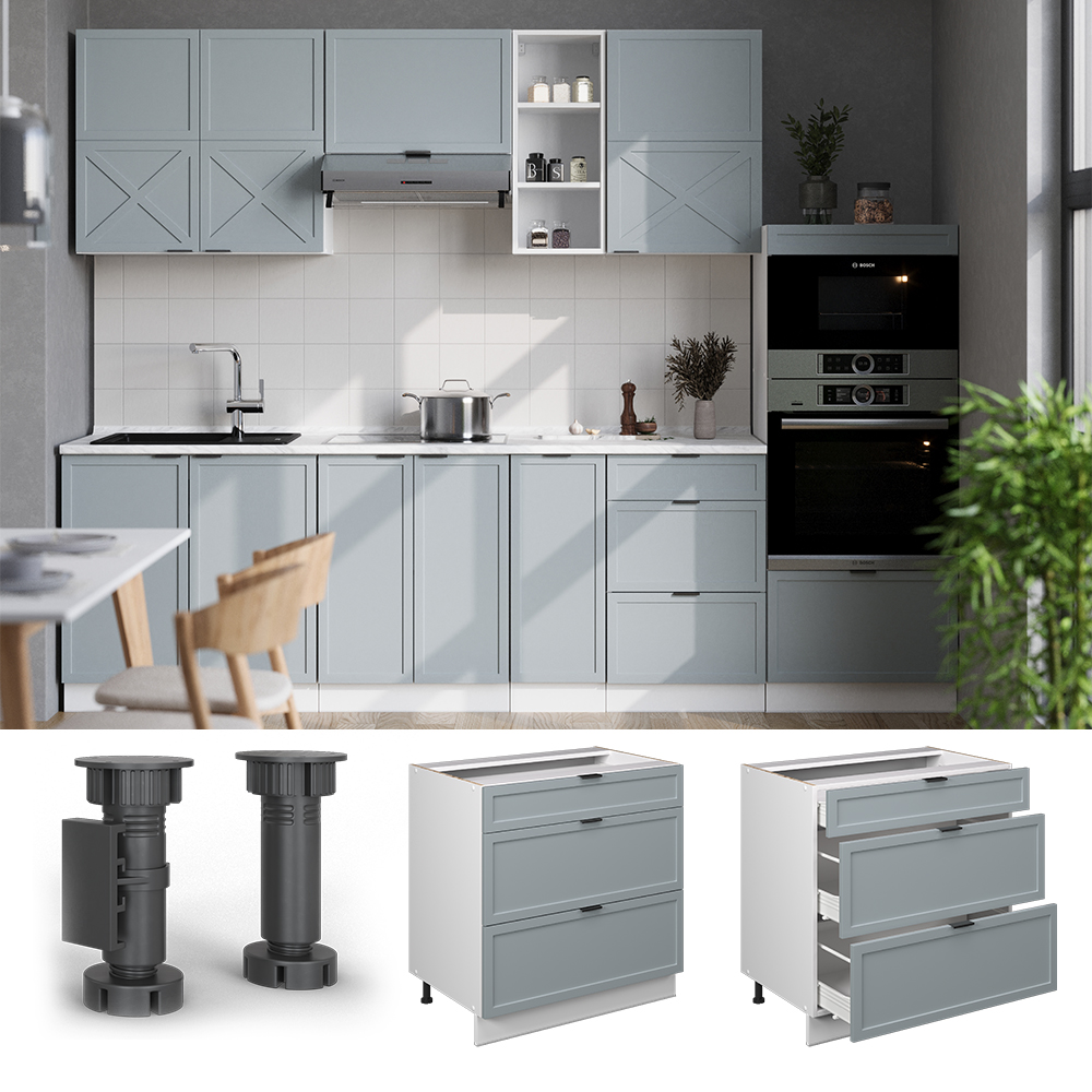 Küchenunterschrank Vicco Fame-Line 80 cm mit 3 Schubladen, ohne Arbeitsplatte - Bild 76 von 91