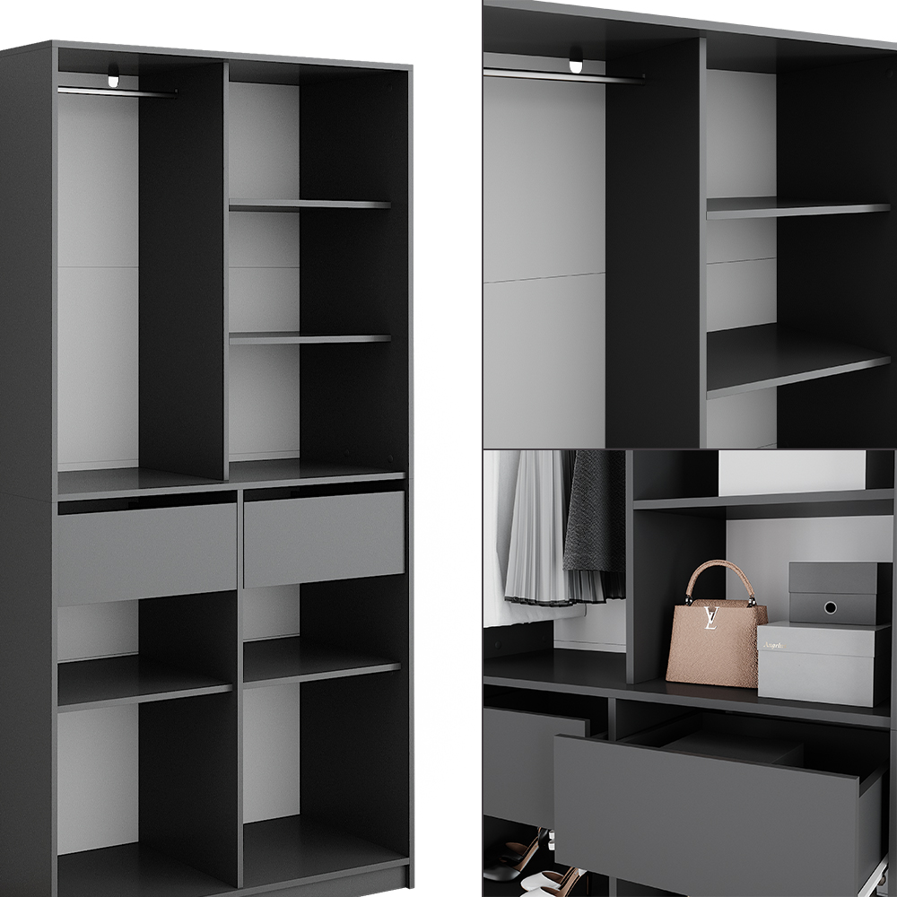 Kleiderschrank Vicco Elmo 100 x 200 cm mit 2 Schubladen