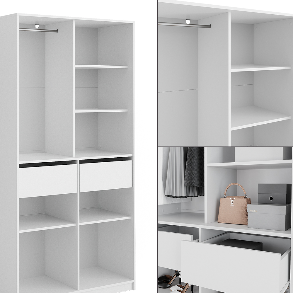 Kleiderschrank Vicco Elmo 100 x 200 cm mit 2 Schubladen