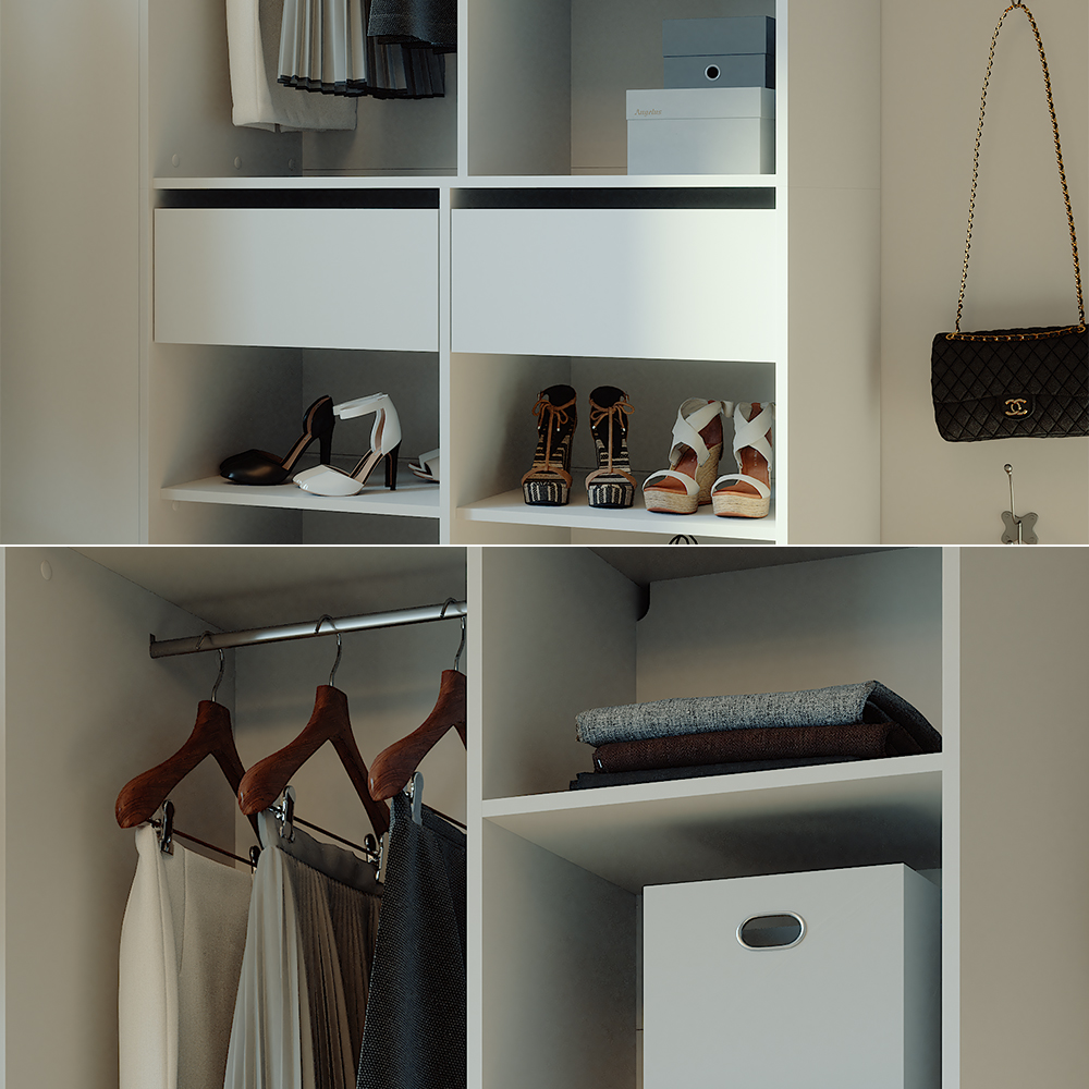 Kleiderschrank Vicco Elmo 100 x 200 cm mit 2 Schubladen