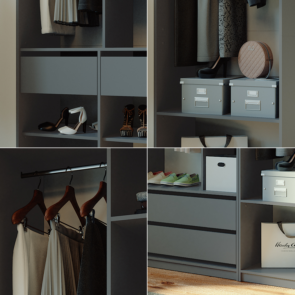 Kleiderschrank Vicco Elmo 100 x 200 cm 3er Set