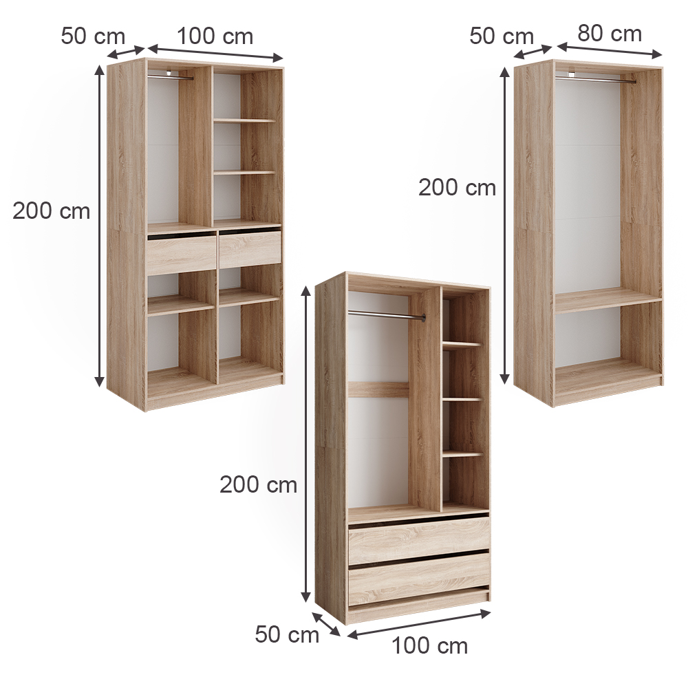Kleiderschrank Vicco Elmo 100 x 200 cm 3er Set